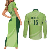 Custom Pakistan Cricket Couples Matching Short Sleeve Bodycon Dress and Long Sleeve Button Shirt Go Shaheens LT15
