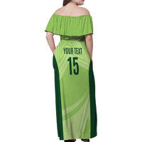 Custom Pakistan Cricket Family Matching Off Shoulder Maxi Dress and Hawaiian Shirt Go Shaheens LT15