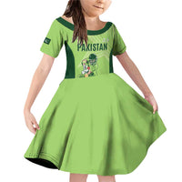 Custom Pakistan Cricket Family Matching Off Shoulder Short Dress and Hawaiian Shirt Go Shaheens LT15