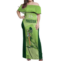 Custom Pakistan Cricket Off Shoulder Maxi Dress Go Shaheens LT15