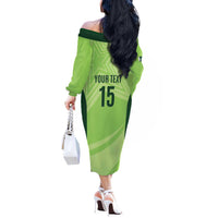 Custom Pakistan Cricket Off The Shoulder Long Sleeve Dress Go Shaheens LT15