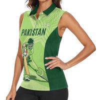 Custom Pakistan Cricket Women Sleeveless Polo Shirt Go Shaheens LT15