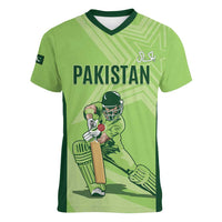 Custom Pakistan Cricket Women V-Neck T-Shirt Go Shaheens LT15