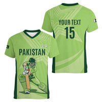 Custom Pakistan Cricket Women V-Neck T-Shirt Go Shaheens LT15