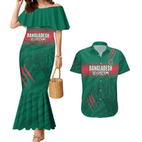 Custom Bangladesh Cricket Couples Matching Mermaid Dress and Hawaiian Shirt Go Tigers
