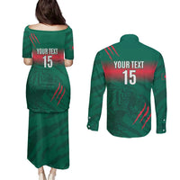 Custom Bangladesh Cricket Couples Matching Puletasi and Long Sleeve Button Shirt Go Tigers