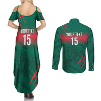 Custom Bangladesh Cricket Couples Matching Summer Maxi Dress and Long Sleeve Button Shirt Go Tigers
