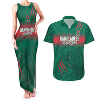 Custom Bangladesh Cricket Couples Matching Tank Maxi Dress and Hawaiian Shirt Go Tigers