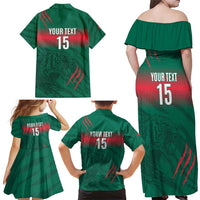Custom Bangladesh Cricket Family Matching Off Shoulder Maxi Dress and Hawaiian Shirt Go Tigers