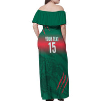 Custom Bangladesh Cricket Family Matching Off Shoulder Maxi Dress and Hawaiian Shirt Go Tigers