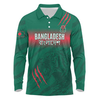 Custom Bangladesh Cricket Long Sleeve Polo Shirt Go Tigers