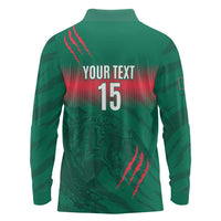 Custom Bangladesh Cricket Long Sleeve Polo Shirt Go Tigers