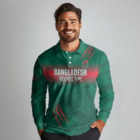 Custom Bangladesh Cricket Long Sleeve Polo Shirt Go Tigers