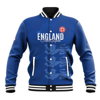 Custom England Cricket Baseball Jacket Go Three Lions - Blue Ver