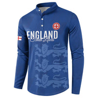 Custom England Cricket Button Sweatshirt Go Three Lions - Blue Ver