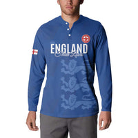 Custom England Cricket Button Sweatshirt Go Three Lions - Blue Ver
