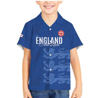 Custom England Cricket Family Matching Mermaid Dress and Hawaiian Shirt Go Three Lions - Blue Ver