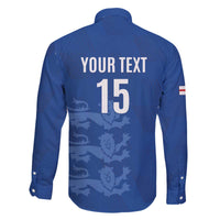 Custom England Cricket Family Matching Off The Shoulder Long Sleeve Dress and Hawaiian Shirt Go Three Lions - Blue Ver