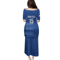 Custom England Cricket Family Matching Puletasi and Hawaiian Shirt Go Three Lions - Blue Ver