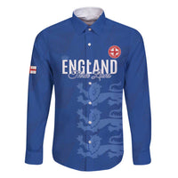 Custom England Cricket Family Matching Short Sleeve Bodycon Dress and Hawaiian Shirt Go Three Lions - Blue Ver