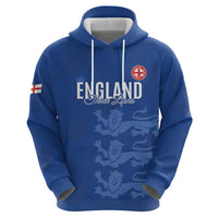 Custom England Cricket Hoodie Go Three Lions - Blue Ver