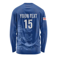 Custom England Cricket Long Sleeve Shirt Go Three Lions - Blue Ver