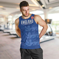 Custom England Cricket Men Tank Top Go Three Lions - Blue Ver