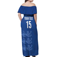 Custom England Cricket Off Shoulder Maxi Dress Go Three Lions - Blue Ver