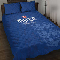 Custom England Cricket Quilt Bed Set Go Three Lions - Blue Ver
