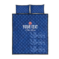 Custom England Cricket Quilt Bed Set Go Three Lions - Blue Ver