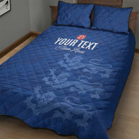 Custom England Cricket Quilt Bed Set Go Three Lions - Blue Ver