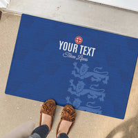 Custom England Cricket Rubber Doormat Go Three Lions - Blue Ver