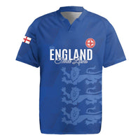 Custom England Cricket Rugby Jersey Go Three Lions - Blue Ver