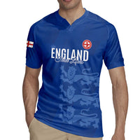 Custom England Cricket Rugby Jersey Go Three Lions - Blue Ver