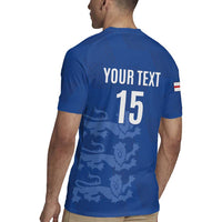 Custom England Cricket Rugby Jersey Go Three Lions - Blue Ver