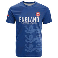 Custom England Cricket T Shirt Go Three Lions - Blue Ver