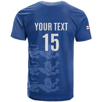 Custom England Cricket T Shirt Go Three Lions - Blue Ver
