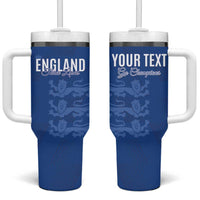 Custom England Cricket Tumbler With Handle Go Three Lions - Blue Ver