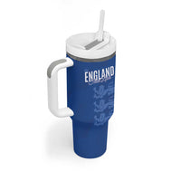 Custom England Cricket Tumbler With Handle Go Three Lions - Blue Ver