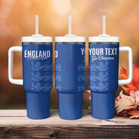 Custom England Cricket Tumbler With Handle Go Three Lions - Blue Ver