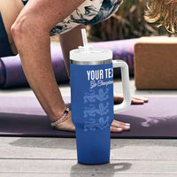 Custom England Cricket Tumbler With Handle Go Three Lions - Blue Ver