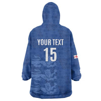 Custom England Cricket Wearable Blanket Hoodie Go Three Lions - Blue Ver
