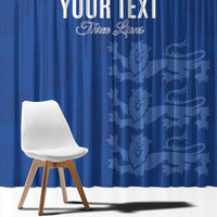 Custom England Cricket Window Curtain Go Three Lions - Blue Ver