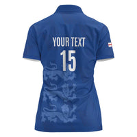 Custom England Cricket Women Polo Shirt Go Three Lions - Blue Ver