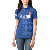 Custom England Cricket Women Polo Shirt Go Three Lions - Blue Ver