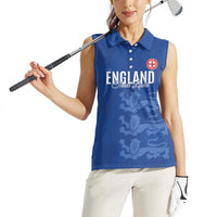 Custom England Cricket Women Sleeveless Polo Shirt Go Three Lions - Blue Ver