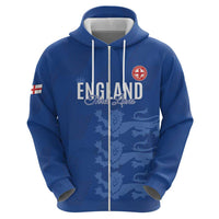 Custom England Cricket Zip Hoodie Go Three Lions - Blue Ver