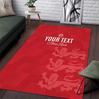 Custom England Cricket Area Rug Go Three Lions - Red Ver