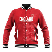 Custom England Cricket Baseball Jacket Go Three Lions - Red Ver