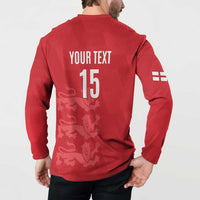 Custom England Cricket Button Sweatshirt Go Three Lions - Red Ver